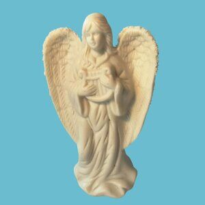Angel Figurine Harp White Porcelain